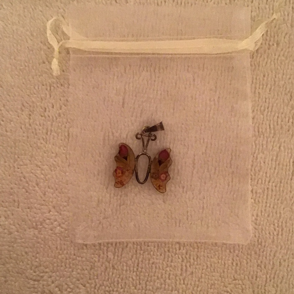 Butterfly Pendant with Floral Design